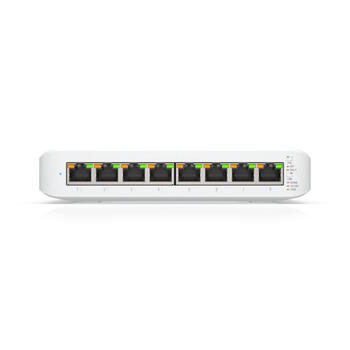 Коммутатор Layer 2 8 портов GbE PoE+ с 8× Gigabit RJ45 4× PoE+ с общим PoE бюджетом 52 Вт компактный desktop wall mount USW Lite 8 PoE Белый Ubiquiti (USW-LITE-8-POE-EU)