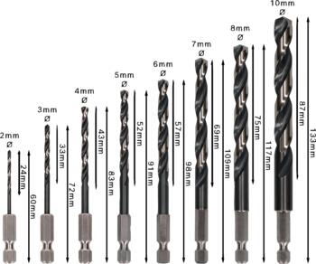 Triecienurbjmašīnām/triecienskrūvgriežiem, urbjmašīnām/skrūvgriežiem PRO METAL HSS-G SPIRĀLVEIDA TRIECIENURBJU KOMPLEKTS BOSCH 2608577139 (2608577139)