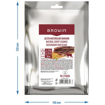 Browin натуральные овечьи оболочки 310606, 18/20мм, 20м, 90г, высокое качество, экономичная упаковка (310606)