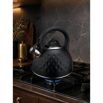 Brock MWK 002 BK La Cuisinette чайник, 2,7л, 3л, нержавеющая сталь, черный, для индукции, со свистком (MWK 002 BK)