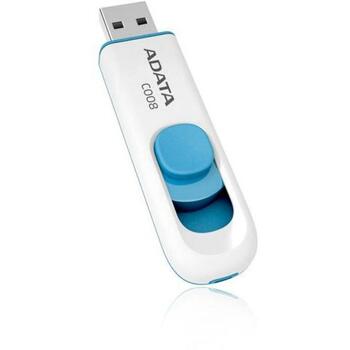 Adata USB флеш-накопитель AC008-16G-RWE 16GB, USB 2.0, Слайд, Синий, Белый (AC008-16G-RWE)