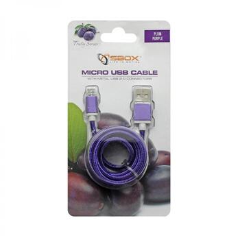 Sbox USB кабель USB-10315U, 1,5 м, 2.0, USB A, Micro-USB B, мужской, прямой, 480 Mbit/s, сливовый, 1 шт, блістер (USB-10315U)