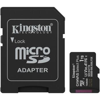 Kingston 1TB microSDXC Карта SDCS3/1TB, 1TB, 150MB/s, A1, UHS-I, Class 10, V30, exFAT, SD адаптер (SDCS3/1TB)