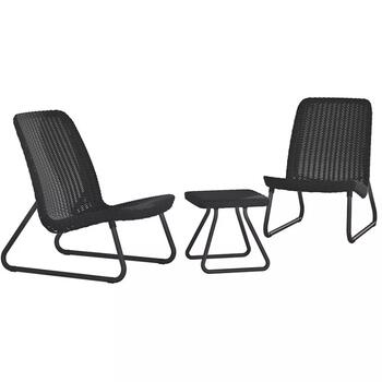 Keter Rio Patio Set 29197637939, 2 кресла и стол, 77.5x54x79cm, 38x38x36.5cm, 14.4kg, устойчив к УФ (29197637939)