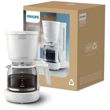 Philips Кофеварка HD7411/00, Мощность 1080 Вт, Объем резервуара для воды 1.25 Л, Вместимость 10 чашек, Дисплей TFT, Цвет Белый (HD7411/00)
