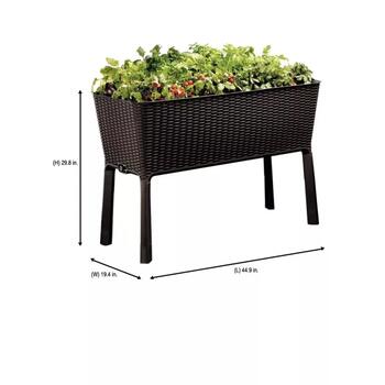 Keter Easy Grow Rattan Waves кашпо, коричневый, 29194592590, 114x49x76см, индикатор уровня воды (29194592590)