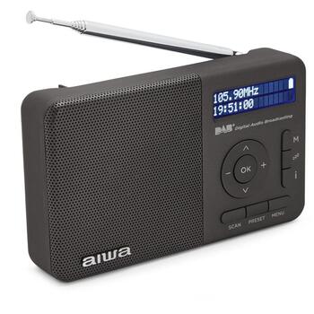 Aiwa RD-40DAB/BK портативное радио, DAB+, FM, 50+50 станций, 2 Вт RMS, Li-ion 3,7 В 2000 мАч, 16 ч работы, 3 ч зарядки, будильник (RD-40DAB/BK)