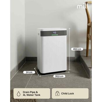 Mill Осушитель воздуха MDH20, Подходит для помещений до 20-30 м², 4 L, 20 L/день, 41 дБ, Защита от детей, LED дисплей (MDH20)