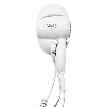 Matu fēns viesnīcām un baseiniem ar 1600 W jaudu un 2 temperatūras režīmiem balts AD2252 Adler (AD 2252)