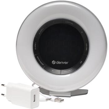 Denver будильник CRL-342 111131010030, FM радио, 300г, LED дисплей, USB-C, CR2032, функция будильника (111131010030)