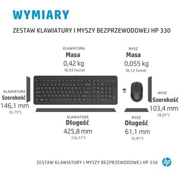 HP Беспроводной комплект клавиатуры и мыши 2V9E6AA, 1600 DPI, 10 м, английская раскладка, черный, мембранные клавиши (2V9E6AA)
