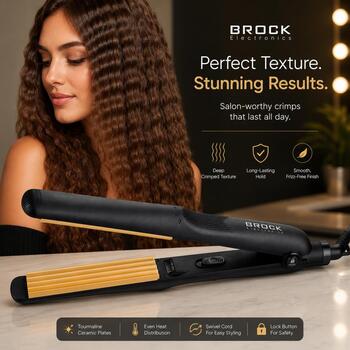 Brock HC 2001 BK Keramikas matu taisnotājs, 25W, 170–180°C, 110x25mm, LED indikators, grozāms vads (HC 2001 BK)