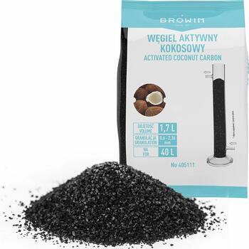 Browin Aktivētā ogle Activsorb 405111, 1,7L, 0,86kg, kokosšķiedra, 0,6-2,36mm, joda vērtība >900mg/g, pelnu <3%, 20L filtr. (405111)