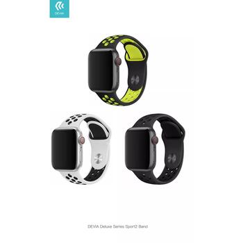 Devia Спортивный Ремешок, 102010472103, 42/44/45/49 мм, силикон, Apple Watch Series 3-8, Apple Watch Ultra, черный/желтый (102010472103)