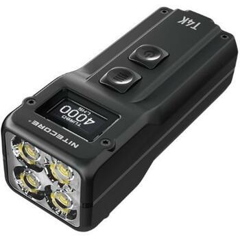 Nitecore T4K, Фонарик на ключах, 4 x CREE XP-L2 V6 LED, 4000 лм, 1 лм, 1 м, IP54, 1000 мАч, USB зарядка, 5 уровней мощности (T4K)