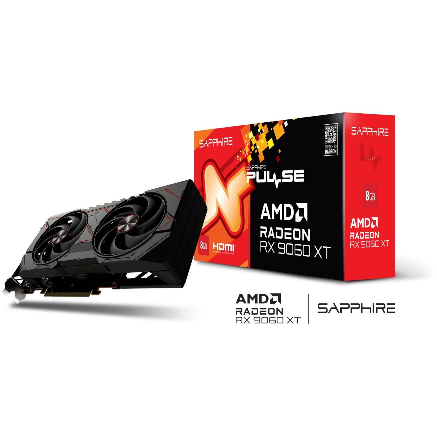 Sapphire Видеокарта PULSE 11350-04-20G 8GB GDDR6, 128 бит, PCI-E 5.0, 3320 МГц, 2 x DisplayPort, 1 x HDMI (11350-04-20G)