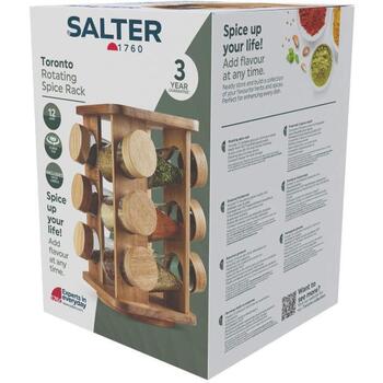 Salter Подставка для специй BW14236, 12 банок, акация, 23.2x14.6x14.6cm, вращающаяся основа (BW14236)