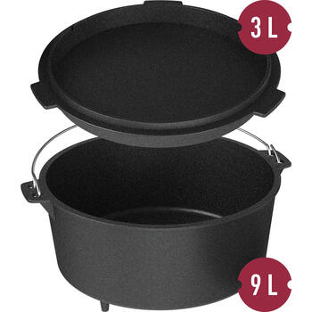 Browin 330515 чугунный казан с сковородой, 9л, 3л, чугун, подвесной, с крышкой (330515)