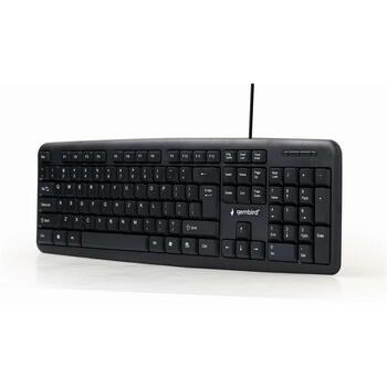 Gembird клавиатура KB-U-103, 104 клавиши, USB, проводная, 1.4 м, черная, прямая, универсальная, CE, UL, ISO 9002, RoHS (KB-U-103)