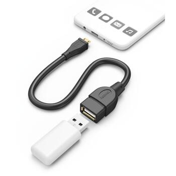 Hama USB кабель 00173892, 0.15м, 480Mbit/s, микро-USB штекер, USB Type-A гнездо, черный, USB OTG (00173892)