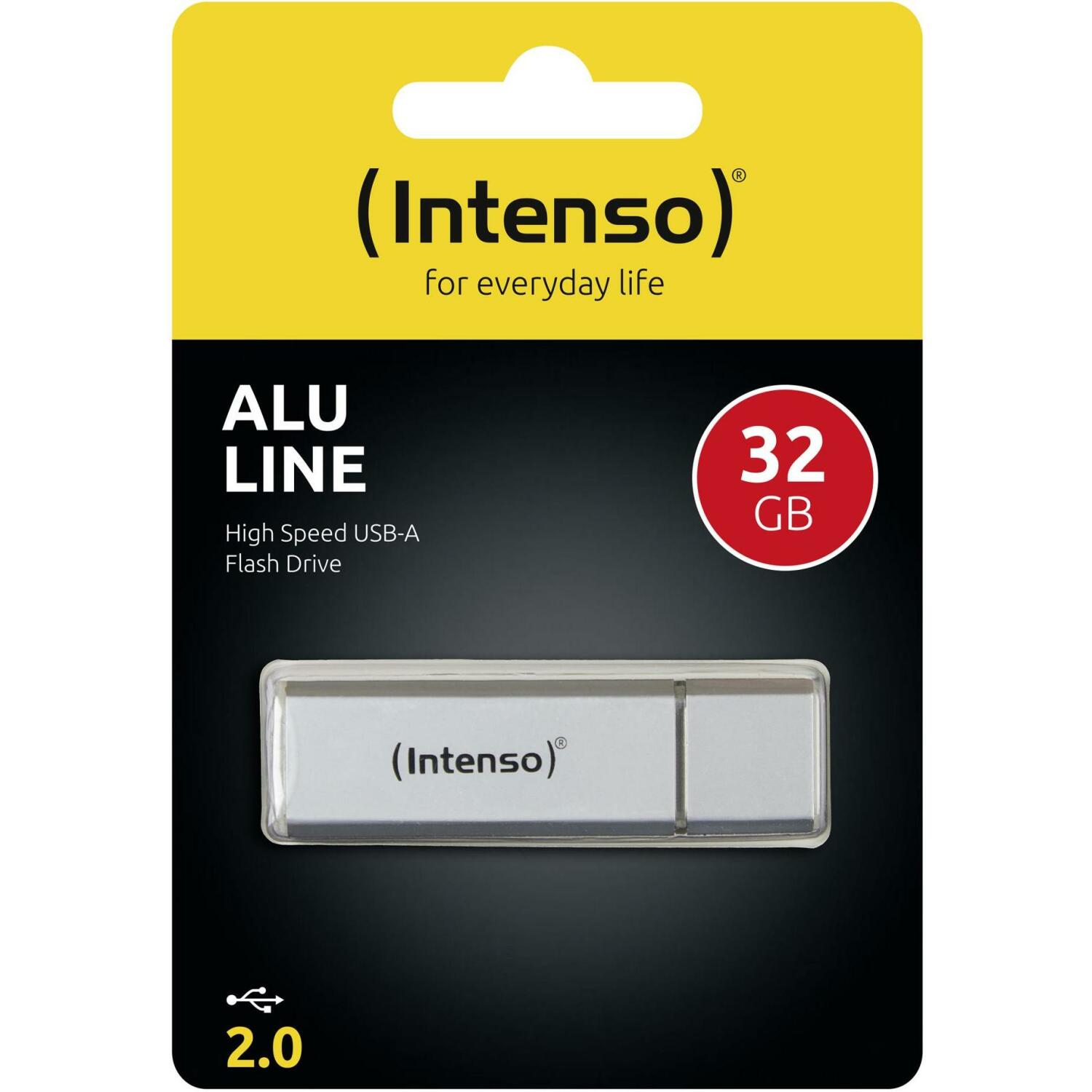 Intenso USB флеш-накопитель 3521482 32 ГБ, USB 2.0, Скорость чтения 28 МБ/с, Скорость записи 6.5 МБ/с, Алюминий, Серебристый (3521482)
