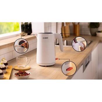 Bosch Электрический чайник TWK2M161, 2400 Вт, 1.7 л, белый, 360° поворотная база, автоматическое отключение (TWK2M161)
