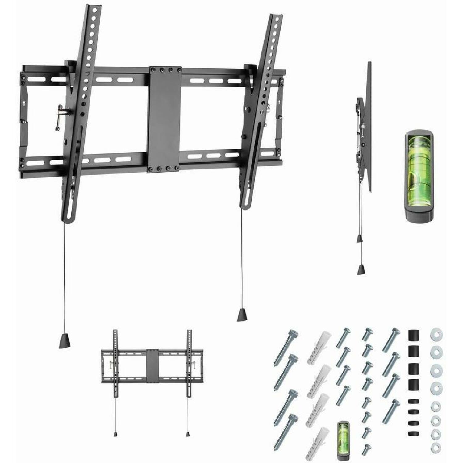 Gembird sienas stiprinājums WM-80T-01 atbalsta 37-80'' televizorus, VESA 200x200-600x400 mm, 70 kg, 15° slīpums (WM-80T-01)