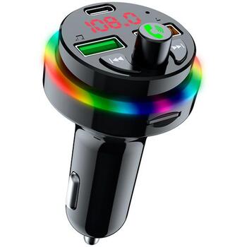 Tracer CarSynk Transmiter FM BT TRACAU47754, 25W USB-C, 2xUSB-A 5V/3.1A, LED displejs, MicroSD karšu lasītājs, RGB apgaismojums (TRACAU47754)
