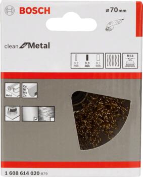 Stiepļu suka D 70 mm, Mazām leņķa slīpmašīnām PRO METAL CLEAN STIEPĻU SUKA, 1608614020, BOSCH (1608614020)