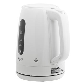 Электрический чайник стандартный 2200 W беспроводной AD 1380w 1 L корпус из полипропилена вращающаяся база 360° система безопасности STRIX автоматическое отключение Белый Adler (AD 1380w)