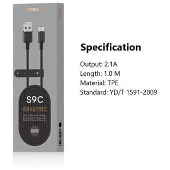 Orsen USB кабель S9C, 1,0 М, 2,1A, TPE + ткань, YD/T 1591-2009 (S9C)