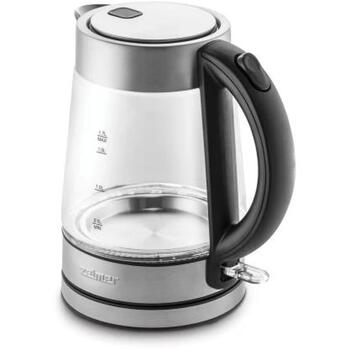 Zelmer Чайник ZCK8013 71507063P, 2200 W, 1.7 л, нержавеющая сталь/черный, скрытый нагревательный элемент, LED подсветка (71507063P)