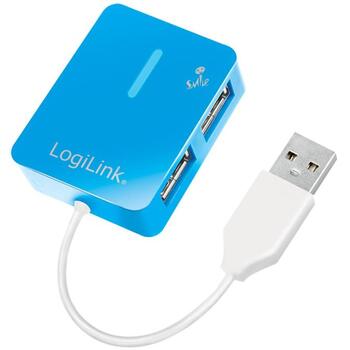 Logilink USB centrmezgls UA0136, 4x USB 2.0, 480 Mbit/s, zils, USB barošana, aizsardzība pret pārstrāvu (UA0136)