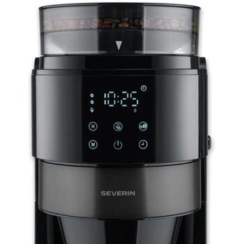 Severin кофемашина KA 4831, 900W, 1л, черная нержавеющая сталь, LED сенсорный экран, постоянный фильтр, кофейные зерна (KA 4831)