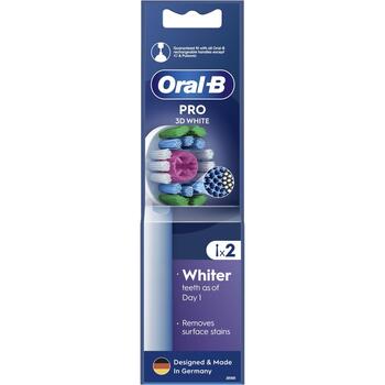 Oral-B zobu birstes uzgaļi EB18pRX-2 3D, 2 gab, 3D White Pro, X formas sariņi, nolietojuma indikators (EB18pRX-2 3D)
