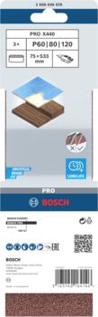 Slīpēšanas lente PRO X440, izturīga un ilgmūžīga, 75x533 mm, 2608606078, BOSCH (2608606078)