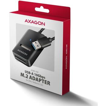 Axagon USB адаптер ADM2-AM, 10Gbps, M.2, 0.1м кабель, UASP, TRIM, S.M.A.R.T., 55x37x12мм (ADM2-AM)
