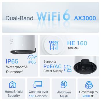 TP-Link Deco X50-Outdoor беспроводной маршрутизатор, AX3000, Wi-Fi 6, 2.4GHz 574Mbps, 5GHz 2402Mbps, 2x Gigabit, PoE, IP65 (DECOX50-OUTDOOR(1-PACK))