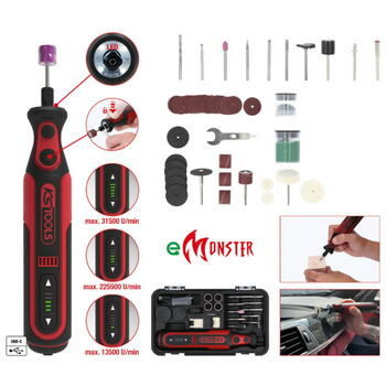 KS Tools eMonster akumulatora gravieris 515.3990, 50 gab., 3,2 mm, 5 ātrumi, USB-C, LED, litija jonu (515.3990)
