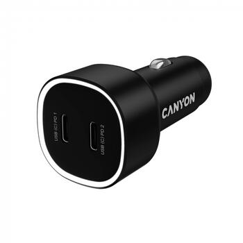 CANYON OnDrive 60 автомобильное зарядное устройство для смартфонов 60W PD 2xUSB-C CNE-CCABR3CC чёрное (CNE-CCABR3CC)