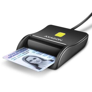 Axagon считыватель смарт-карт CRE-SM3N USB 2.0, длина кабеля 1.3 м, вес 57 г, черный, поддерживает T=0 и T=1, Plug and Play, CE (CRE-SM3N)