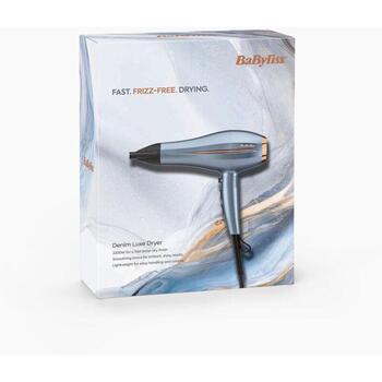 BaByliss Denim Luxe D251PE фен для волос, 2200 Вт, двигатель постоянного тока, ионизация, керамика, 2 скорости, 3 температуры (D251PE)