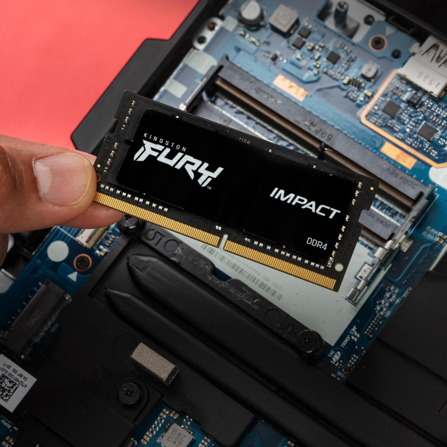 Kingston Fury Impact KF432S20IB/8, 8 ГБ, DDR4, 3200 МГц, SO-DIMM 260-pin, одноканальный, ODT, черная PCB, CL20 (KF432S20IB/8)