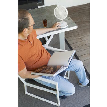 Eurom Vento Cordless Telescopic bezvadu teleskopiskais ventilators telpu dzesēšanai 10W akumulators oscilācija 4 ātrumi pārnēsājams balts (384635)