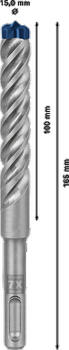 Triecienurbis SDS plus-7X 15x100x165mm, 1 gab., Perforatora urbjiem EXPERT SDS PLUS-7X TRIECIENURBIS PERFORATORIEM, 2608900127, BOSCH (2608900127)
