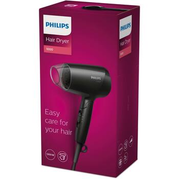 Philips matu fēns BHC010/10 1200 W, 3 siltuma līmeņi, 1 ātrums, salokāma rokturis, melns, 1,5 m vads, aukstā gaisa funkcija (BHC010/10)