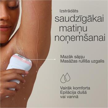 Braun epilators Silk-épil Series 7 7-060 SE7060, 40 min, 1 līmenis, mitrā un sausā epilācija, SmartLight, 40 pincetes, akumulators (SE7060)