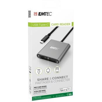 Emtec кардридер Type-C ECCAREADT610C, USB 3.0, Micro SD, SD, CF карты (ECCAREADT610C)