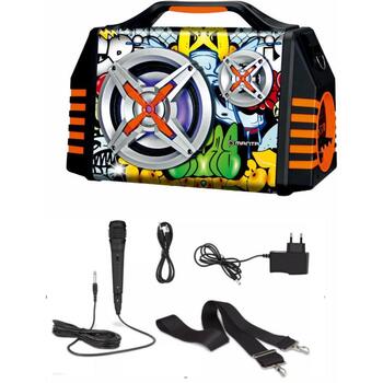Manta Караоке колонка SPK1005PRO, 50W, 8ч, Bluetooth, FM радио, микрофон, MicroSD, AUX, DC 9V/12V (SPK1005PRO)