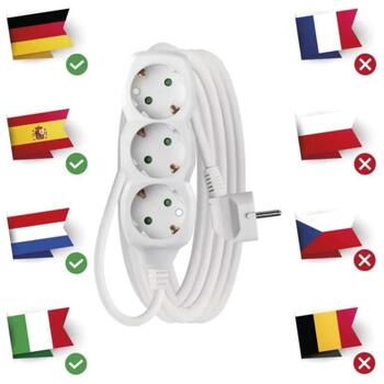 Emos Удлинитель P0323R, 3 м, 3× 2P + PE ГЕРМАНИЯ, 3 680 Вт, ПВХ, защита от детей (P0323R)